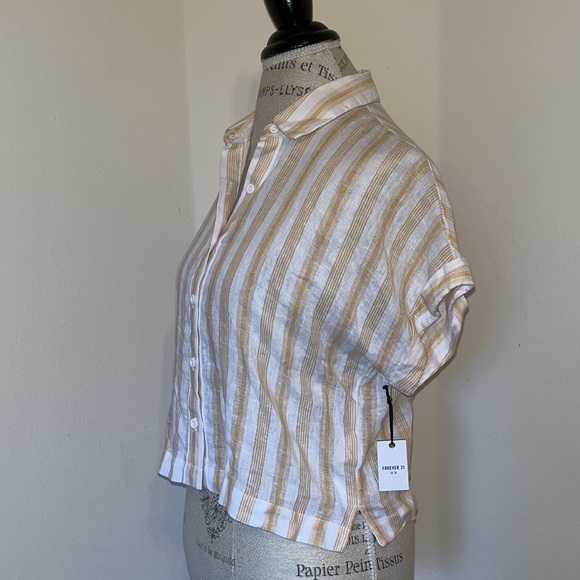 FOREVER 21 LIGHTWEIGHT LINEN/RAYON CROP TOO NWT - Picture 3 of 6